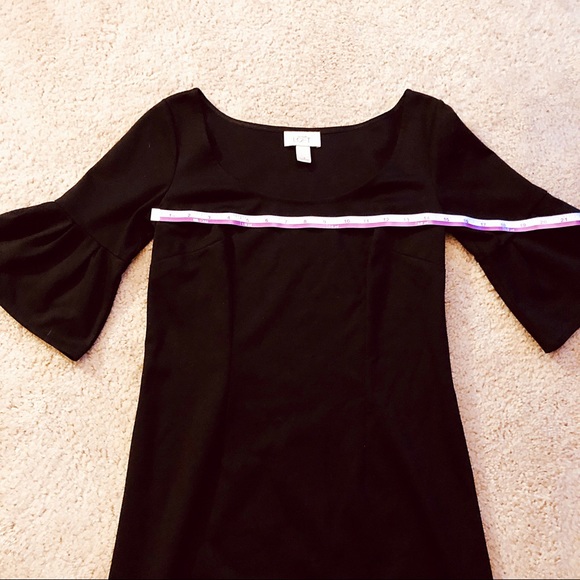LOFT Black Boatneck Bell Sleeve Shift Dress - Picture 3 of 4